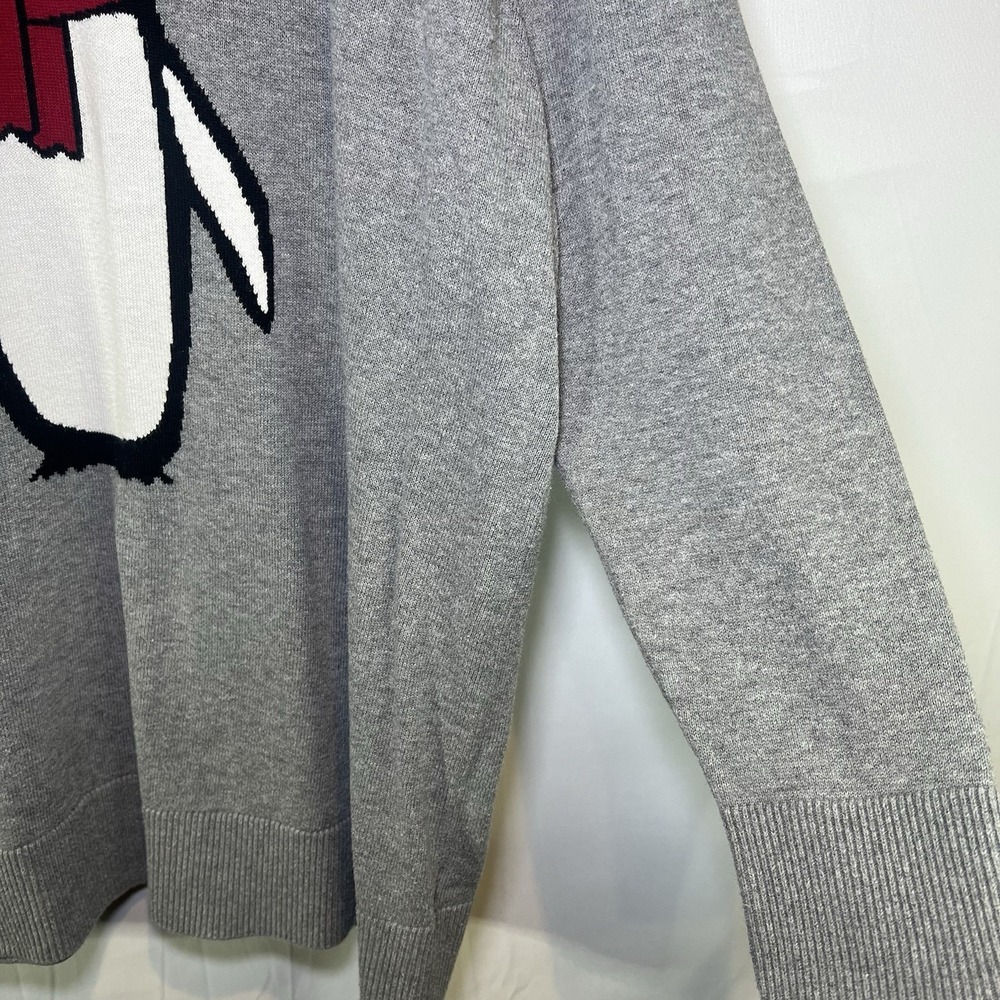 Torrid Womens Size 0 Gray Penguin Sweater Red Scarf‎ Long Sleeve Winter Penguins - Picture 2 of 5